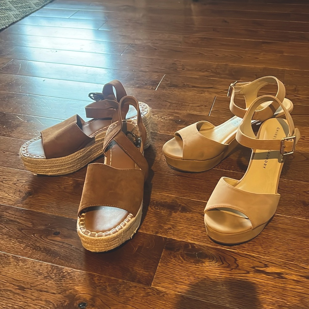 Universal Thread Brown and Tan Espadrille Platform Sandals